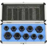 Condor hlavice nástrčné 3/8", Spirál 9 - 19 mm, na poškozené šrouby a matice, sada 10 dílů - 100-02784