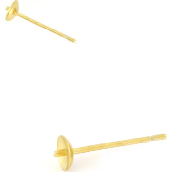 Materiál na výrobu šperku Ocelové dříky s lůžkem zlaté 12x4mm - 1ks+ - 4mm / 1Ks