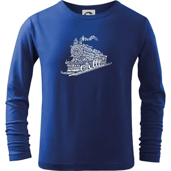Chlapecké tričko Stará lokomotiva z not - Triko dětské Long Sleeve - 104-110cm / 3-4 roky ( Královská modrá )