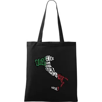 Mapy - názvy měst - Italie - Taška bavlněná - 42 x 38 cm ( Černá )