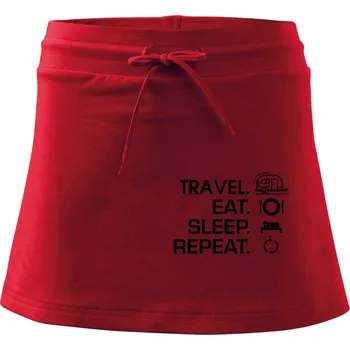 Dámská sukně Eat sleep travel - Malý přívěs - Sportovní sukně - two in one - S ( Červená )