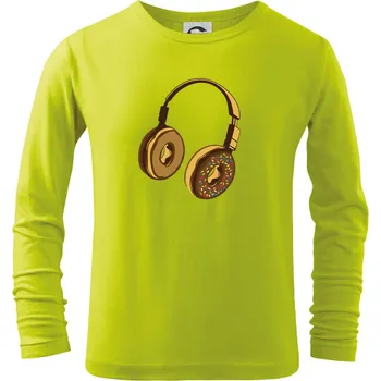 Dětská móda Headphone Donut - Triko dětské Long Sleeve - 122 cm/6 let ( Limetková )