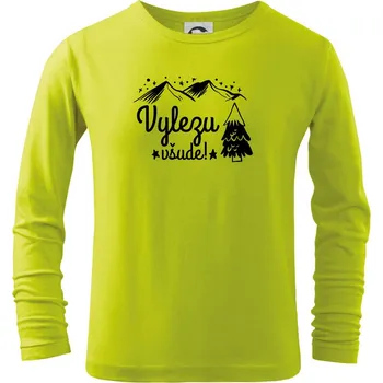 Dětská móda Vylezu všude - hory - Triko dětské Long Sleeve - 122 cm/6 let ( Limetková )