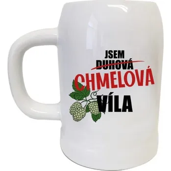 Sklenice Korbel na pivo - matné sklo s potiskem Chmelová víla - krýgl