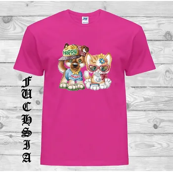 detske-levne-bavlnene-tricko-potisk-pejsek-kocka-street-style Barva: Fuchsia - fuchsiová, velikost: 128