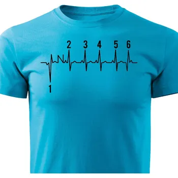 Pánská móda Pánské tričko EKG motorka 6 kvalt Barva: Tyrkysová, Velikost: M