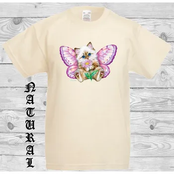 detske-levne-bavlnene-tricko-potisk-kote-motylek Barva: Natural - přírodní, velikost: 152