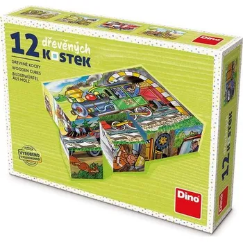 Dino Tradiční dřevěné kostky 12 ks