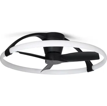 Stropní ventilátor Mantra 7802 Nepal Mini, stropní svítidlo s ventilátorem a dálkovým ovladačem, LED 55W 2700K-5000K, ventilátor 30W, černá