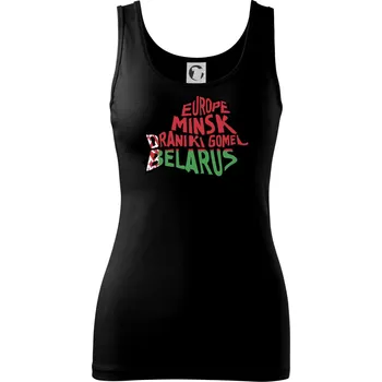 Dámské tričko Mapy - názvy měst - Bělorusko - Dámské tílko - XL ( Černá )