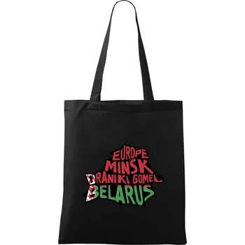 Mapy - názvy měst - Bělorusko - Taška bavlněná - 42 x 38 cm ( Černá )