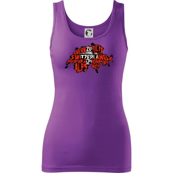 Mapy - názvy měst - Švýcarsko - Dámské tílko - S ( Fialová )