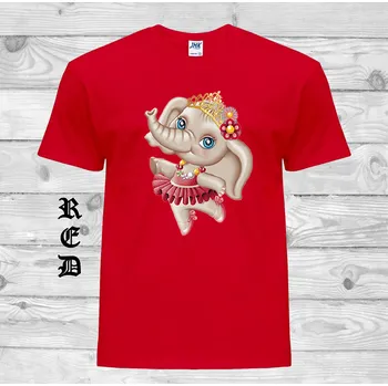 Dívčí tričko detske-levne-bavlnene-tricko-potisk-slon-tanecnice Barva: Red - červená, velikost: 152