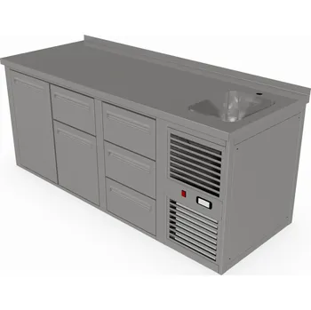 Melon Chladící gastro stůl nerezový 1800x700x900 mm / 3 sekce s dvířky