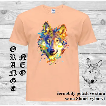 panske-bavlnene-tricko-uv-potisk-neonovy-vlk Barva: Orange neo - matně oranžová, velikost: XXL