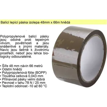 Lepící páska - izolepa hnědá 48mm/66m