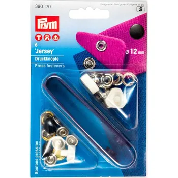 Druky Prym Jersey černé, cvoček 12 mm, 6 ks