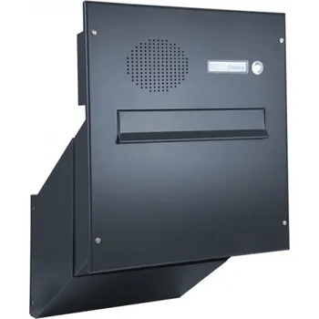 Poštovní schránka 1x poštovní schránka D-241 k zazdění do sloupku + čelní deska s 1x zvonkem a HM URMET - lakovaná - RAL 9005 MAT. - ČERNÁ