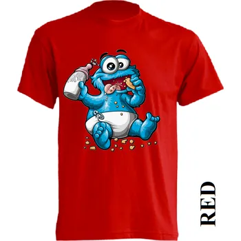 Dívčí tričko levné-dětské-tričko-potisk-cookie-monster Barva: Red - červená, velikost: 152