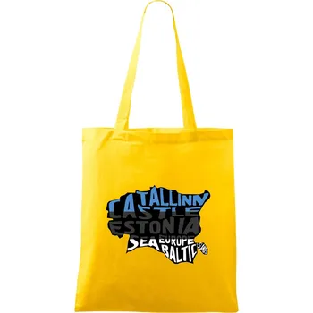 Mapy - názvy měst - Estonsko - Taška bavlněná - 42 x 38 cm ( Žlutá )