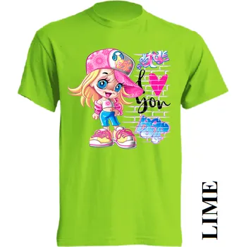 Dívčí tričko levne-detske-tricko-potisk-miluji-barbie-graffiti Barva: Lime - limetková, velikost: 128