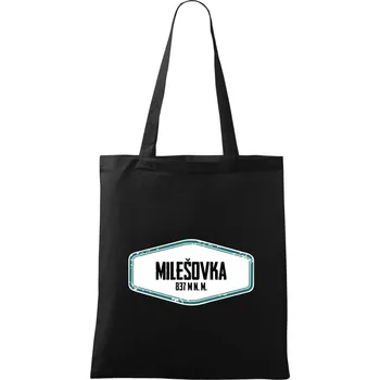 Nákupní taška Hora Milešovka - Taška bavlněná - 42 x 38 cm ( Černá )