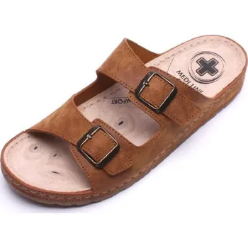 Pánské pantofle AZA MEDILINE PÁNSKÉ PANTOFLE S00182.002 HNĚDÉ Tabulka pánských velikostí: 44