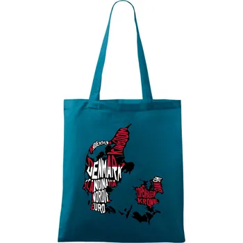 Mapy - názvy měst - Dánsko - Taška bavlněná - 42 x 38 cm ( Petrolejová )