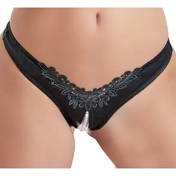 Dámské erotické prádlo Cottelli G-string with Pearls 2321653 Black Velikost M