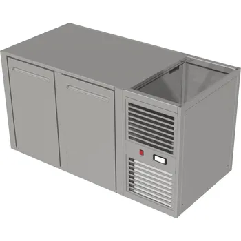 Melon Chladící gastro nerezová podestavba na soklu 1350x700x900 mm / 2 sekce s dvířky