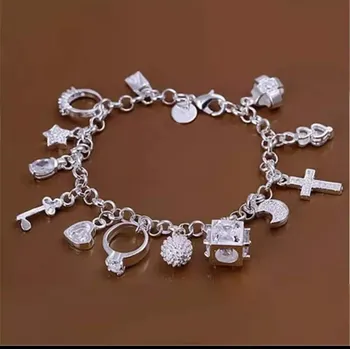 Souprava šperků Krásný řetízkový náramek s přívěsky (Náramky a řetízky)