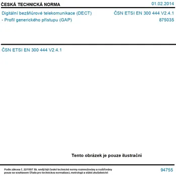 ČSN ETSI EN 300 444 V2.4.1 - Digitální bezšňůrové telekomunikace (DECT) - Profil generického přístupu (GAP) - Tisk