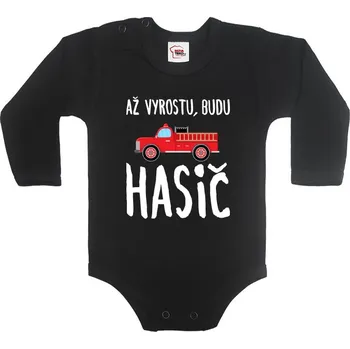 Kojenecký body Dětské body Až vyrostu, budu hasič, Barva Černá, Velikost 74 / 6-9m, Canvas Dětské body Bezvatriko.cz 0860 - DTF/DTG