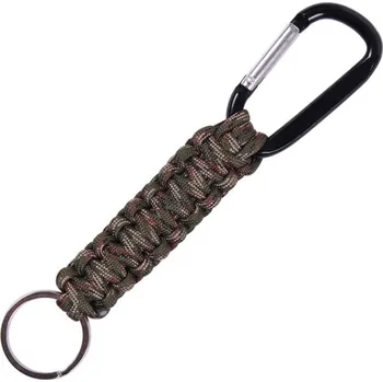 Klíčenka paracord s karabinou woodland