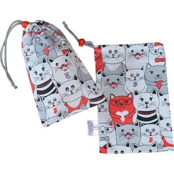 Školní sáček Šatoli.cz Bavlněný pytlík 13x22 cm Kočičky 2ks