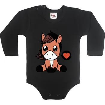 Kojenecký body Dětské body - Koník, Barva Černá, Velikost 92 / 18-24m, Canvas Dětské body Bezvatriko.cz 0884 - DTF/DTG