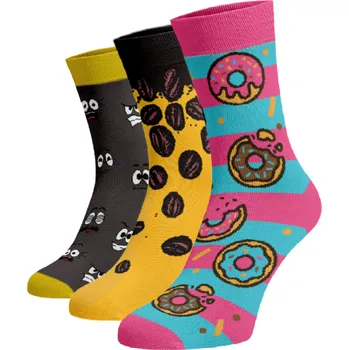 Dámské ponožky Zvýhodněný set 3 párů vysokých veselých ponožek - Čas na kávu Bavlna 39-41