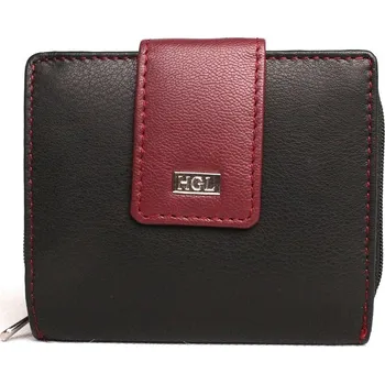 Peněženka Dvouoddílová černo-vínová kožená peněženka HGL no. 4513 + RFID