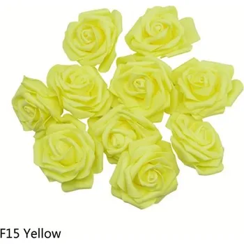 umělá květina 30 ks pěnových velkých (8 cm) květů růží Barva: Žlutá
