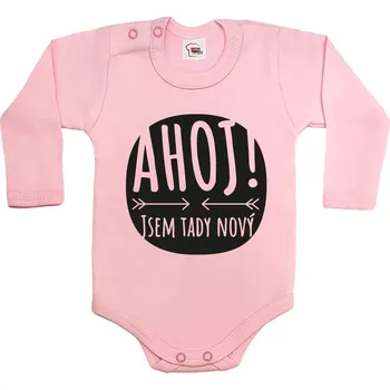 Kojenecký body Dětské bodyčko Ahoj! Jsem tady nový, Barva Světlá růžová, Velikost 68 / 4-6m, Canvas Dětské body Bezvatriko.cz 0490