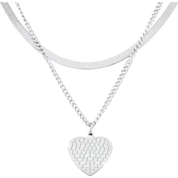 Řetízek Ellami VERONA 1481 Řetízek dvojřadý, lesklý se srdcem a zirkony Ellami