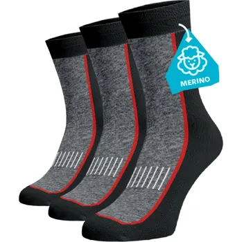 Dámské ponožky Zvýhodněný set 3 párů MERINO hrubých vysokých ponožek - šedé Vlna (Merino) 35-38
