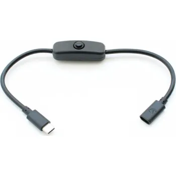 Datový kabel Raspberry USB-C s vypínačem pro Raspberry Pi 4B 27 cm černý