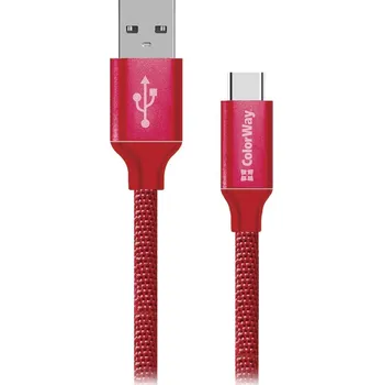Datový kabel Colorway Datový Kabel USB/ USB-C / 2.4A/ 2m/ Červený