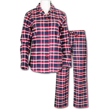 Dámské oblečení LUIZ Dámské flanelové pyžamo Sabina 2164 károvaná červená Velikost: L