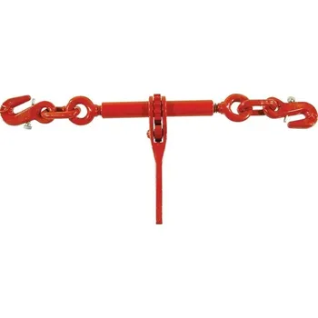 Upínací popruh Řehtačkový zátěžový napínák s 2 háky 8mm tř. 8 (KP-RSVKH8) (Ráčnový napínák s háky s pojistkou proti vyšroubování. Využívá se ke kotvení nákladů. Je vyroben ze zušlechtěné oceli C45E. Je kompatibilní s koncovými prvky a řetězem tř. 8.)