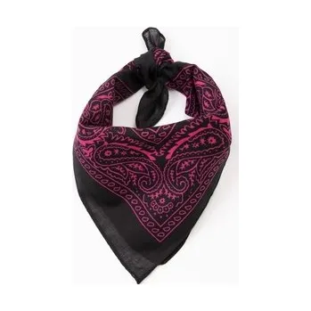 Šátek Šátek černý s růžovým paisley vzorem