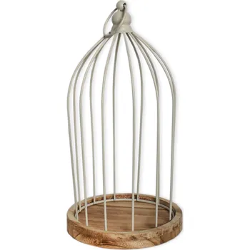 Velikonoční dekorace Klec kov/dřevo 33,5cm bílá (538595)
