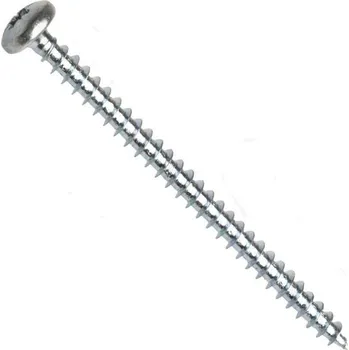 Vrut Univerzální vrut, půlkulatá hlava, celý závit, drážka pozidrive, zinek bílý, 5.0x50 mm