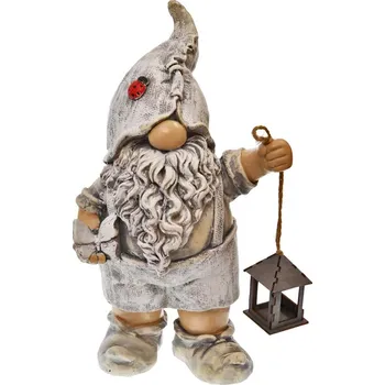 Zahradní dekorace Zahradní postava - Trpaslík s lucernou 44 cm